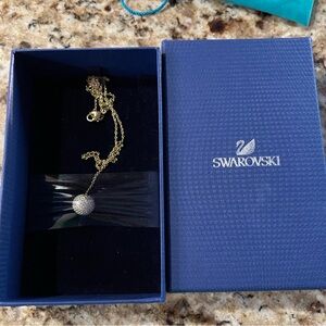 Swarovski Gold Crystal Ball Lariat Necklace